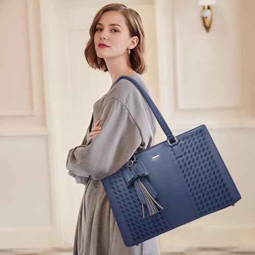 Image of LOVEVOOK Laptop Tote Bag for Women 15.6 Inch Waterproof PU Leather Computer Bags for Business Office Work Briefcase