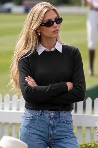 Image of Arach&Cloz Women's Wool Blend Classic Crew Neck Casual Fall Sweaters
