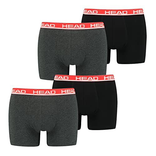 HEAD Boxer, Biancheria intima Uomo, Grigio/Rosso, M