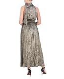 BCBGMAXAZRIA Women's Sleeveless Halter Neck Maxi Day Dress, Antique Gold, X-Small - Image 3