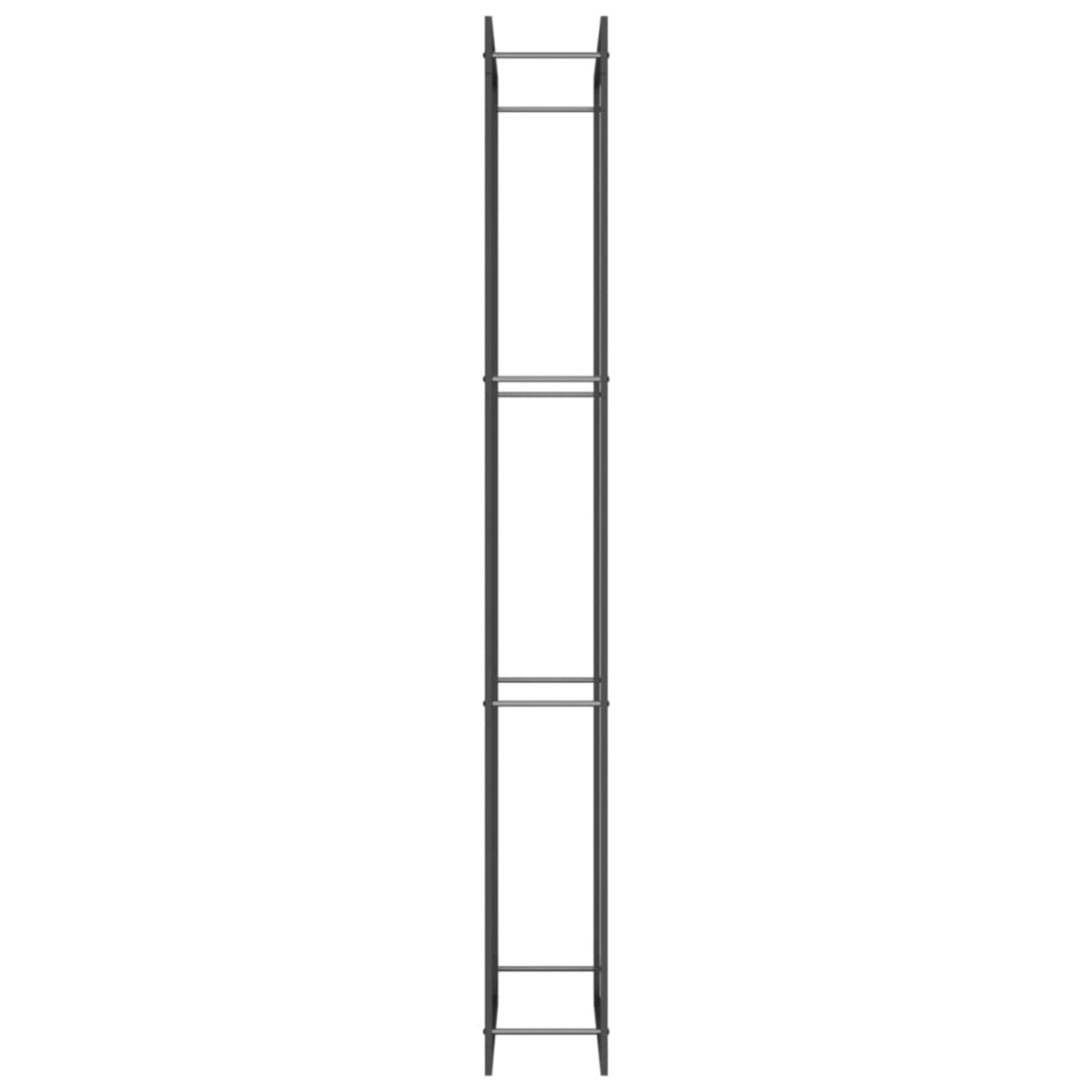 Homgoday Leñera negra mate 80 x 28 x 222 cm de acero, leñera de interior, estante de madera para chimenea y estufa