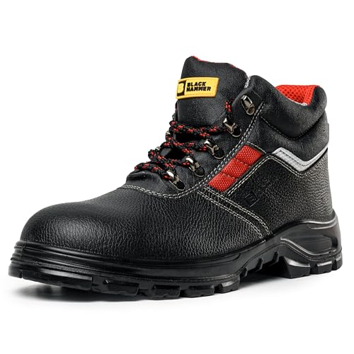 BLACK HAMMER Sicherheitsstiefel Herren S3 SRC Stahlkappe Arbeitsschuhe Knöchelhoch Leder Sicherheitsschuhe Schwarz Leicht 5993 (46 EU) BLACK HAMMER Sicherheitsstiefel Herren S3 SRC Stahlkappe Arbeitsschuhe Knöchelhoch Leder Sicherheitsschuhe Schwarz Leicht 5993 (46 EU)
