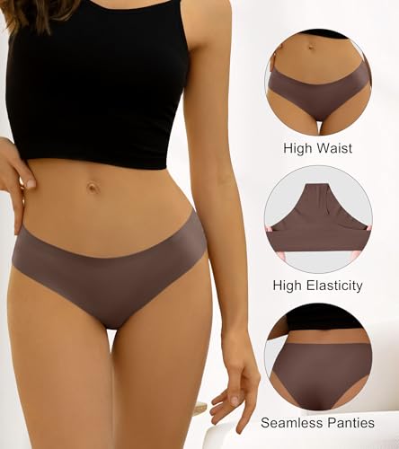 Image of DEANGELMON Seamless Underwear for Women No Show Bikini Panties Comfortable Stretch Invisible Ladies Hipster Briefs