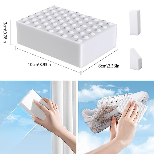 Magic Sponge Eraser 50Pack, 2X Melamine Sponge Foam Pads, All-Purpose Large Kitchen Dish Cleaning White Nano Scrub Non-Scratch for House, Car, Shoe
