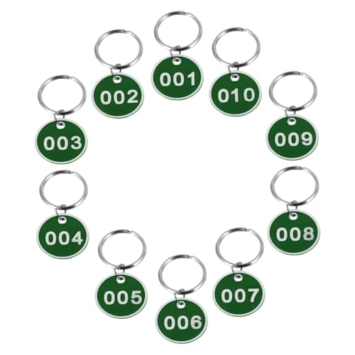 Healeved Etiquetas Metálicas Numeradas con Anillo para Llaves Placas de Aluminio para Identificación Saunas Gimnasios y Equipajes Organizador para Hoteles y Taquillas Números Verde