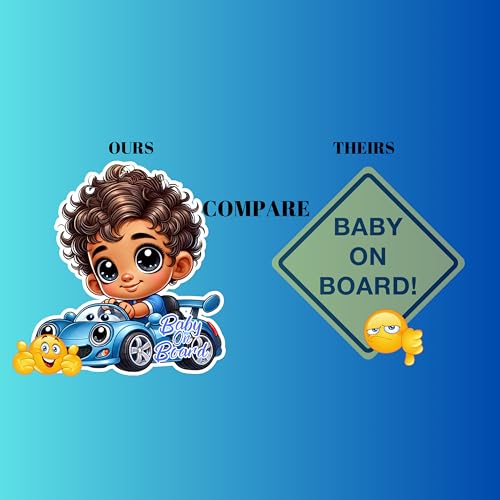 Image of Baby On Board Sticker - 7 inchx7 inch Cute Sports Car Design | Child Safety - Cute Durable, Non-Magnetic, Strong Adhesive | Fun Cartoon Warning for Vehicle Protection (Blue Sports Car)