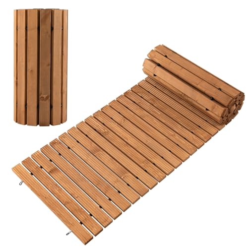 Giantex Garden Pathway Roll Up - 8ft Wood Walkway 22 inch Width, No Assembly Required, Outdoor Decorative Boardwalk Sidewalk Flooring Pavers for Lawns Backyard Patio Wedding