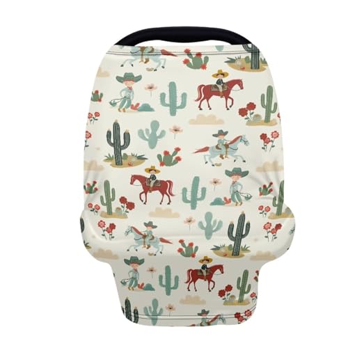 Image of Shopping Cart Cover for Baby Car Cover Western Cowboy Breast Feeding Cart Baby Car Seat Cover Toddler Boy Girls Breastfeeding Canopy Infant Stroller Cover Car Seat Canopy