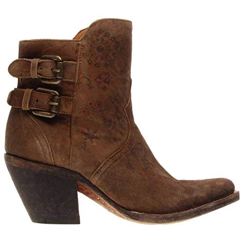 Lucchese Bootmaker Women's Catalina-Brown Floral Printed Shortie Ankle Bootie