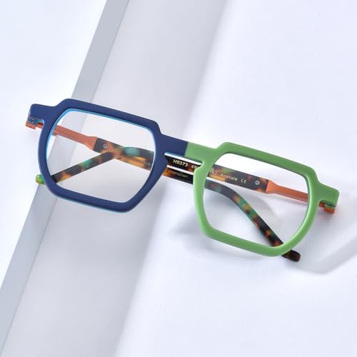 Image of HEPIDEM Matte Multicolor Acetate Glasses Frame Men Vintage Square Eyeglasses Optical Spectacles 9289