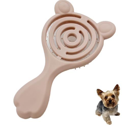 Cat-Ear Design Puppy Brush, Gentle Soft-Bristle Small Dogs Plastic Detangling Grooming Tool, Fit for Yorkie Shih Tzu Maltese Maltipoo (Light Pink)