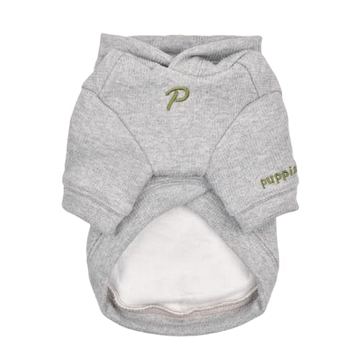 Puppia Benoit Süße Winter-Kapuzenshirts mit integriertem Geschirr für kleine und mittelgroße Hunde, Melange Grau, Größe M