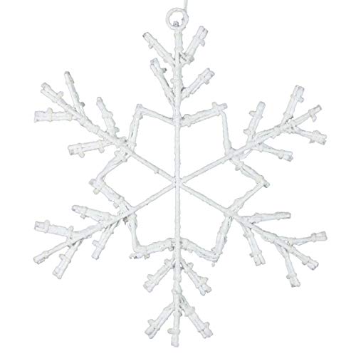 Schneeflocke 36 LED warm weiß mit Schneeoptik Ø 30 cm Fensterbild Fensterlicht Fensterdeko Trafo Timer Außendeko Weihnachtsdekoration Leuchtdeko Xmas Cover