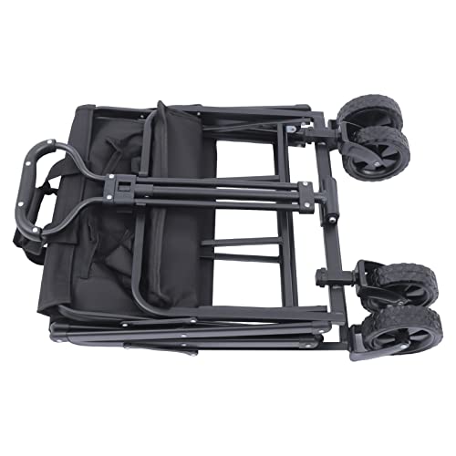 Chariot de Jardin Pliable Noir Multi-usage pour Camping et Plage