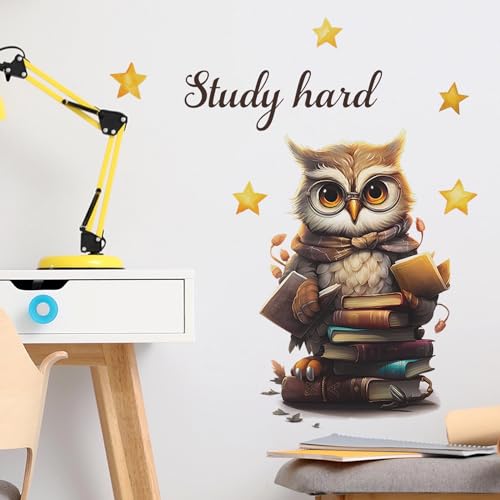 Vinilo decorativo para pared y muebles con diseño de búho y estrellas
