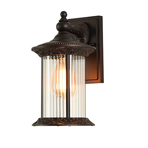 Preisvergleich Produktbild FTLY Außenwandlaternen Wasserdicht Europäische Minimalistische Wandleuchte Retro Gestreiftes Glas Regensichere Wandleuchte Aluminiumdruckguss Rostschutzwandleuchte Balkongang Korridortür Wandstrahler