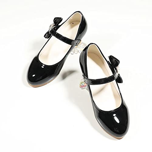 Cute Shoes for Girls Size 13 Fashion Kids Children Girls Spring PU Princess Dance Party Dress (Black, 12 Little Child)3
