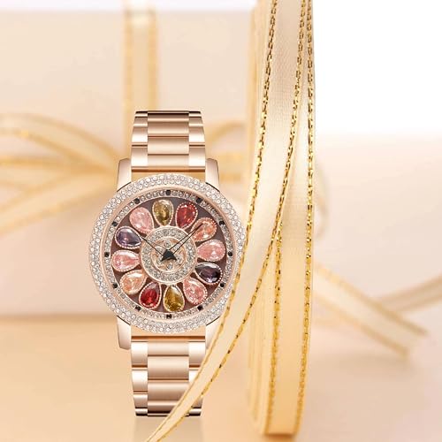 ORSGA Alloy Steel Flora Watch for Women Multicolor Diamond Rotating Dial Women Watches for Girls Ladies Watch Analog Latest Stylish & Unique Womens Watch