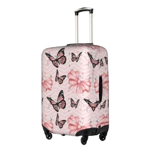 Butterfly Pink Print Travel Elastic Suitcase Luggage Baggage Cover Protector, Washable And Anti-Scratch2