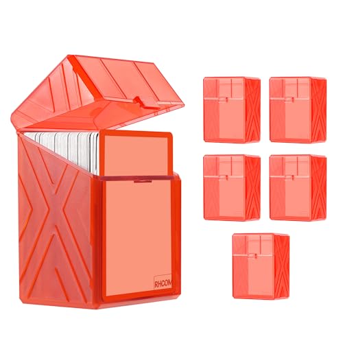RHCOM 6-Pack Card Case, Plastic Card Case for Trading Cards, Sturdy Card Organizer for 90+ Sleeve Cards, Card Organizer for MTG, Sports Cards (Red)
