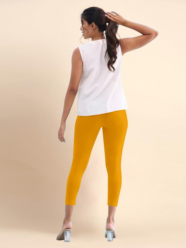Image of TRENDMALLS Women's Microfiber Elastane Stretch Soft Cropped Leggings with Ultrasoft Waistband for Women