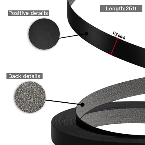 Image of PVC Edge Banding, 1 /2 inch x 25ft roll of Veneer Black Edge Banding Pre-glued Flexible Edging, Tape Banding on with Hot Melt Adhesive Easy Application for Cabinet Repair Furniture