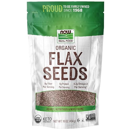 NOW Foods, Organic Flax Seeds, Source of Essential Fatty Acids and Fiber, Certified Non-GMO, Kosher,...