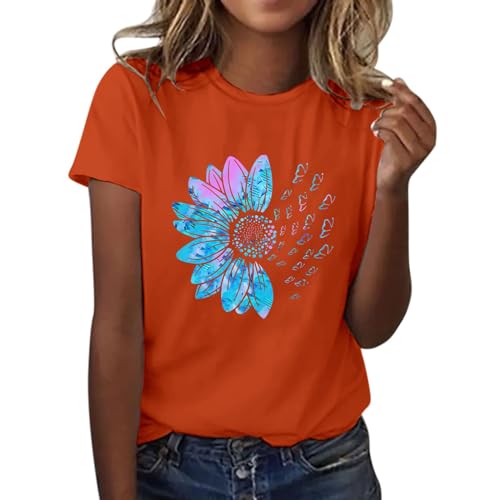 T-Shirt Women's Summer Short Sleeve T-Shirt Floral Print Blouse with Crew Neck Tops Basic Top Loose Tee Shirt Teenager Girls Sports Shirt Tunic Summer Shirts T Shirts for Women, orange, XL T-Shirt Women's Summer Short Sleeve T-Shirt Floral Print Blouse with Crew Neck Tops Basic Top Loose Tee Shirt Teenager Girls Sports Shirt Tunic Summer Shirts T Shirts for Women, orange, XL