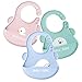 Baberos Bebe Impermeables Silicona, ZoneYan Ajustable Saco de Goteo de Silicona con Grande Bolsillo, Bebés Baberos Drool, Super Suave, Fáciles de Lavar y Unisex Bebés Baberos, Sin BPA (3 Piezas)