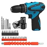 12V Akku Bohrschrauber Set,Akkuschrauber mit 2x 3.0AH Akku & Ladegerät, 26tlg Zubehör, 25+1 Drehmomenteinstellung, 2-Gang, LED-Licht, für Haus und Garten DIY Projekt