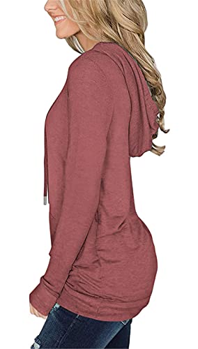 Beufri Hoodies For Women Casual Long Sleeve Solid Pullover Tops Loose Sweatshirt With Pocket (Xxx-Large, Brick Red) #TOP2
