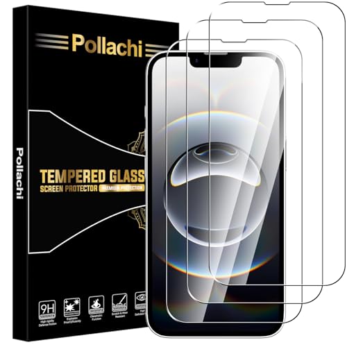 Pollachi [3 Piezas Protector de Pantalla para iPhone 13/iPhone13 pro/iPhone 14/ iPhone 16E(2025)/SE 4(2025) Cristal Templado,9H Dureza Anti-Arañazos,Antihuellas,HD Transparente,Ultra Resistente