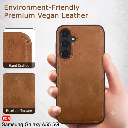Image of MOBILOVE PU Leather Flexible Shockproof Design Back Case Cover for | Samsung Galaxy A55 5G (Brown)