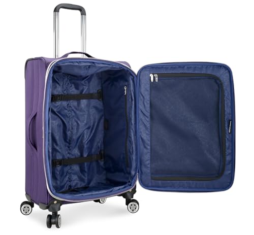 Traveler's Choice Lares Softside Expandable Luggage with Spinner Wheels, Purple, Checked 26-Inch2