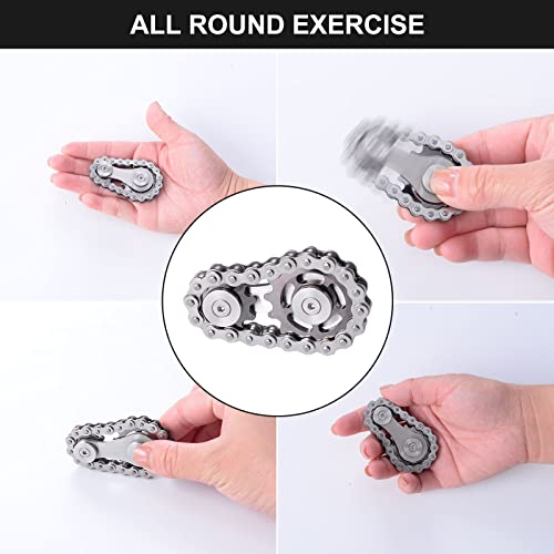 Bike Chain Gear Fidget Spinner, Metal Sprocket Chain Fidget Toy, Stress Anxiety Relief Fidget Toy, Focus Finger Spinning Toy, Stainless Steel Durable Mechanics W/ Smooth Bearings Edc Novelty Toy #TOP2