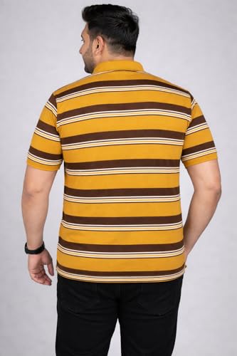 Image of INKKR Plus Size - Men Striped Polo Neck Tshirt