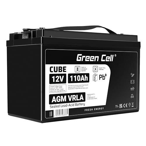 Green Cell Batería AGM VRLA 12V 110Ah - Batería sellada sin Mantenimiento para Sistemas de Alarma, UPS y Dispositivos electrónicos - Alta Durabilidad y Rendimiento confiable