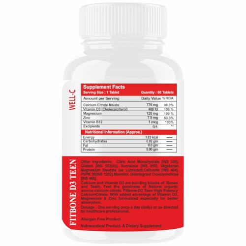 Image of calcium and vitamin-d3 tablets for kids - magnesium & zinc supplements multivitamin for kid strong bones, immunity, height-120 chewable bone vitamins tablets 10-16 years