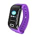 JAY-LONG Smart Sports Watch, Monitor Heart Rate, Waterproof Pedometer, Touch Multi-Function Bracelet, Weather Display, Phone Information Reminder,Purple