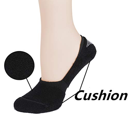 Leotruny 6 Pairs Unisex Thick Cushion Athletic Cotton Non Slip Low Cut Flat Liner No Show Socks (Medium, C01-Black/White/Light Gray) #TOP4