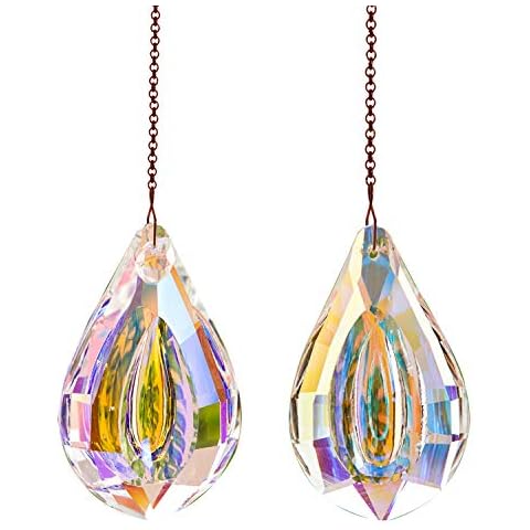 Besimple 2Pcs Crystal Suncatcher Hanging Pendant Prisms Crystal Ball Chandelier Rainbow Maker for Windows Rainbow Sun Catcher Decoration Cover