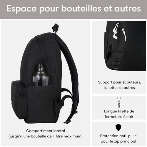Sac à dos de loisirs LARKSON noir imperméable avec compartiment pour PC - 4