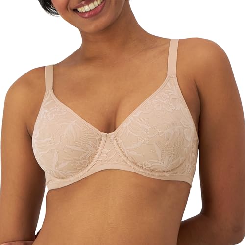 Bali Women's Breathe Lace Underwire Bra, Breathable 2-Ply Modal Bra, Convertible Straps