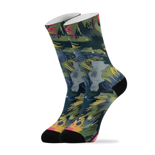 WDdZzyy Watercolor Animal Mandrill Lime Camouflage seamless crew socks running breathable wicking socks womens size 2-Pair