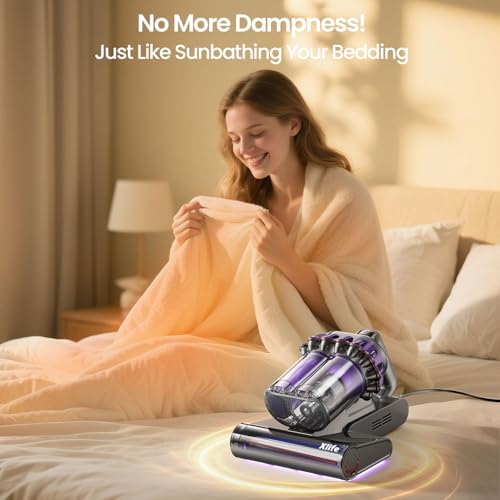 Image of Xlife Mattress Vacuum, Bed Vacuum Cleaner with 2 Roller Brushes for Pet Hair, 253.7nm UV-C Light, 140F Heating, 550W 16KPA Suction, HEPA Filter Couch Vauum for Bed, Sofa, Pillow, Baby Crib