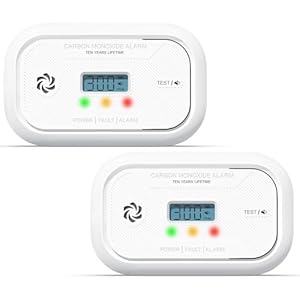 Ecoey Carbon Monoxide Detectors 10 Year Battery, Carbon Monoxide Alarm Mounted in Wall or Placed on Desktop, CO Detector with Digital Display, Carbon Monoxide Detector for Home, Kitchen 2 Packs
