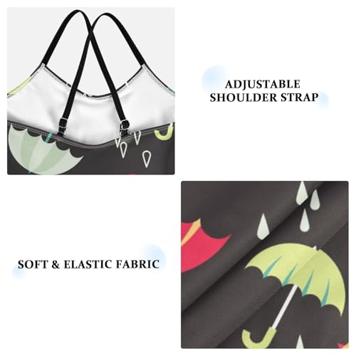 ZZKKO Colorful Bright Umbrellas Dark Girls Swimsuit One Piece Bathing Suit for Baby Girls' Swimwear 3-10T3