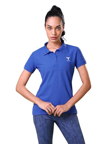 Image of TECHNOSPORT Womens Polyester Slim Fit Solid Half Sleeve Polo Matpiq T-Shirt with Techno Dry, Anti Static for Regular Use