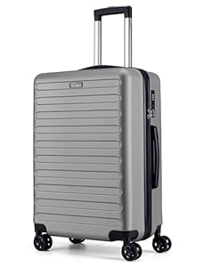 FLIEE Medium Suitcase Hard Shell | Lightweight Suitcase | Aluminum Telescopic Handle | TSA 3 Digit Combination Lock | 4 Dual Spinner Wheels | Medium 24" Hold Check in Luggage (Grey, Medium 24'')