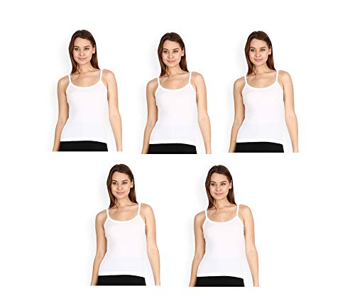 gmr Women's White Cotton Folding Camisole Pack of 5 (80,85,90,95,100 cms)-picture-59